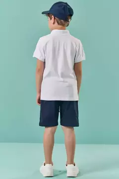 Conjunto de Camisa Polo em Meia Malha e Bermuda em Sarja Caribe com Elastano - Tindolelê