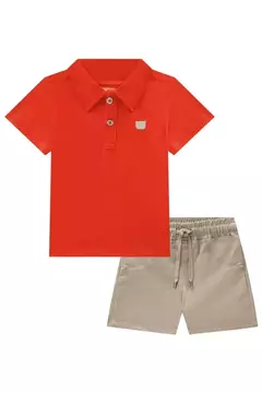 Conjunto de Camisa Polo em Meia Malha e Bermuda em Sarja Caribe com Elastano - comprar online
