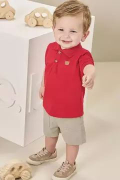 Conjunto de Camisa Polo em Meia Malha e Bermuda em Sarja Caribe com Elastano