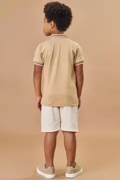 Conjunto de Camisa polo em meia malha e bermuda em sarja onix stretch com elastano - comprar online