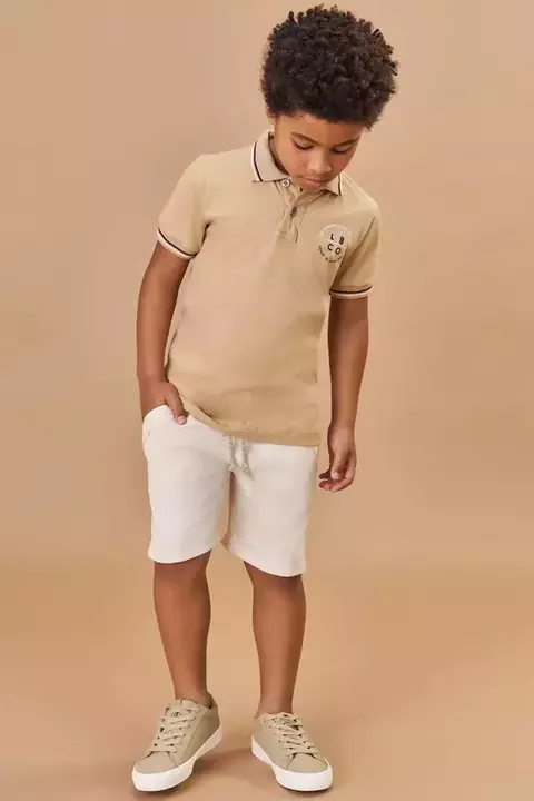 Conjunto de Camisa polo em meia malha e bermuda em sarja onix stretch com elastano