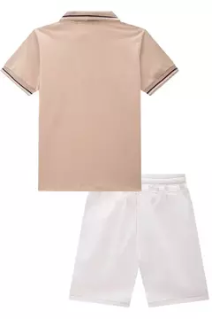 Conjunto de Camisa polo em meia malha e bermuda em sarja onix stretch com elastano - loja online
