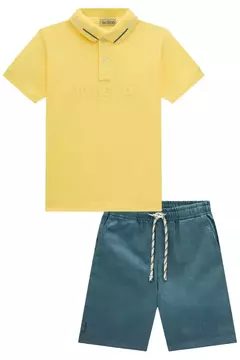 Imagem do Conjunto de Camisa Polo em Piquet e Bermuda em Sarja Melange com Elastano Super Power