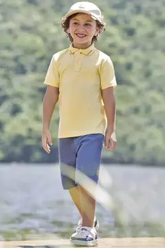 Conjunto de Camisa Polo em Piquet e Bermuda em Sarja Melange com Elastano Super Power - comprar online