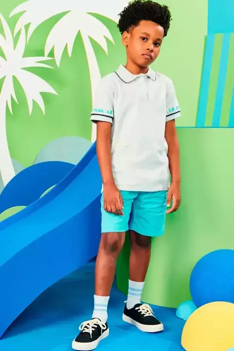 Conjunto de camisa polo em suedine e bermuda em sarja daryl