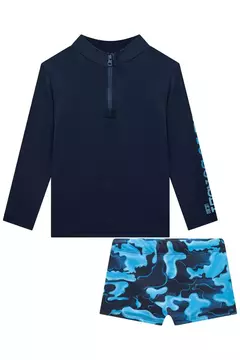 Conjunto de camiseta e sunga em malha UV Dry com proteção UV 50+ - Tindolelê