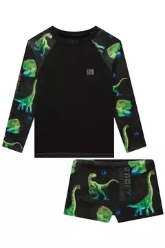 Conjunto de camiseta e sunga em malha UV Dry com proteção UV 50 - Tindolelê