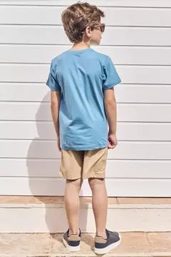 Conjunto de Camiseta em Meia Malha e Bermuda em Cotton Jeans com Elastano - comprar online