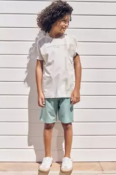 Conjunto de Camiseta em Meia Malha e Bermuda em Cotton Jeans com Elastano - Tindolelê