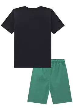 Conjunto de Camiseta em Meia Malha e Bermuda em Nylon Tecnospan com Elastano - Tindolelê