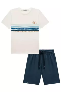 Conjunto de Camiseta em Meia Malha e Bermuda em Nylon Twill com Elastano - Tindolelê