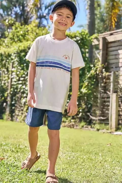 Conjunto de Camiseta em Meia Malha e Bermuda em Nylon Twill com Elastano