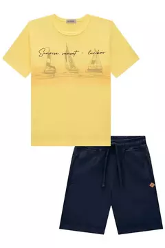 Conjunto de Camiseta em Piquet com Elastano e Bermuda em Sarja Strech com Elastano - comprar online
