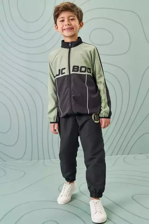 Conjunto de jaqueta corta vento e calça jogger em nylon ergonomic com elastano