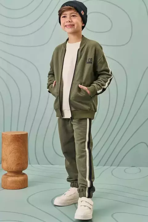 Conjunto de Jaqueta e calça jogger em moletom sem pelúcia