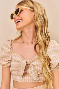 Conjunto top cropped e saia em tecido importado fun chess - Tindolelê