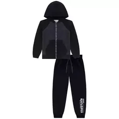 Conjunto de jaqueta e calça jogger em moletom mesclado sem pelúcia na internet