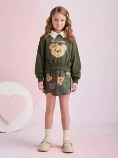 Conjunto de casaco com shorts saia ursinho - comprar online