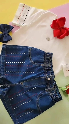 Shorts jeans com strass