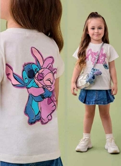 Blusa Stitch e Angel com patch