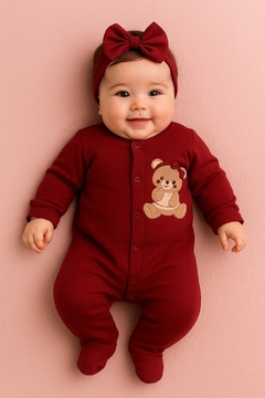 Macacão de bebê em suedine ursinha - comprar online
