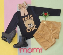 Conjunto bege de ursinho com strass
