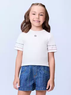 Shorts jeans com strass - comprar online