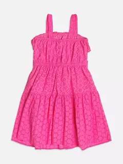 Vestido pink de laise com laço - Tindolelê