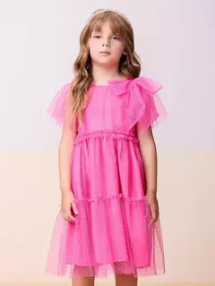 Vestido pink de tule com glitter na internet