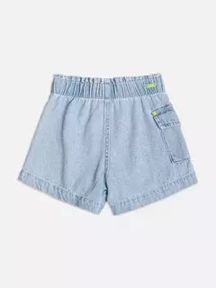 Short Jeans com Bolso Cargo e Rebite Verde - Tindolelê