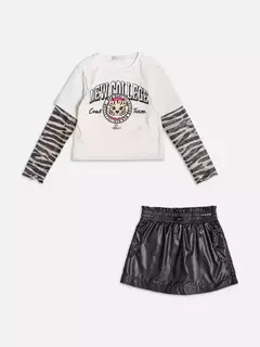 Conjunto de blusa com mangas de tigre e saia - comprar online