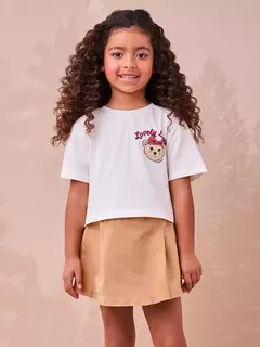 Blusa Off White com Estampa de Ursinha