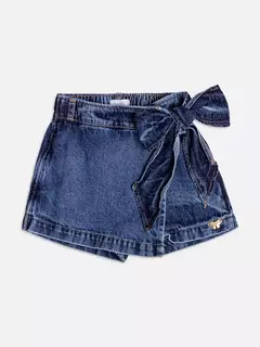 Shorts saia jeans com laço - comprar online