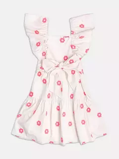 Vestido de Tricoline com Flores Neon - Tindolelê