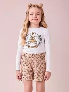 Conjunto bege de ursinho com strass na internet