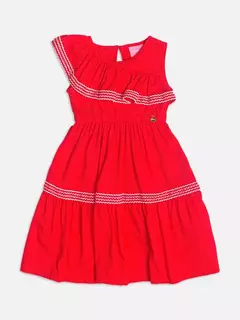 Vestido Vermelho com Babados - Tindolelê