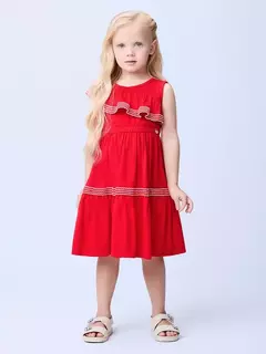 Vestido Vermelho com Babados - comprar online