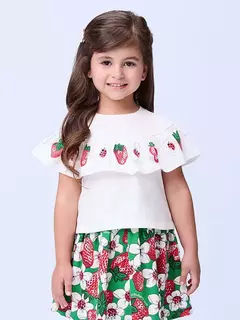 Conjunto Verde com Morangos - Tindolelê