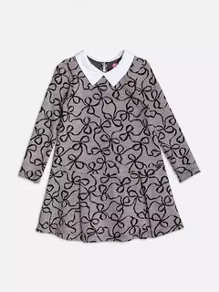 Vestido de manga longa jacquard laço - loja online