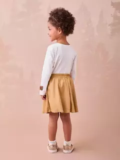 Conjunto de blusa manga longa e saia camel fake Llather Tico e Teco - loja online