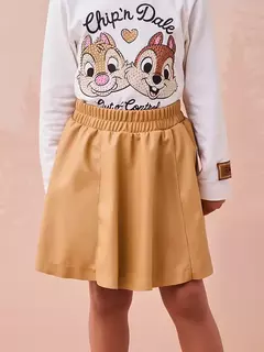 Conjunto de blusa manga longa e saia camel fake Llather Tico e Teco na internet