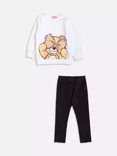 Conjunto com Estampa de Ursinha com Strass - loja online
