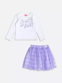 Conjunto de tule la vie est belle com strass - Tindolelê