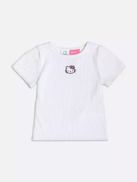 Blusa manga curta canelada da Hello Kitty