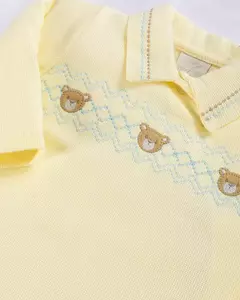 Saída de maternidade macacão longo bordado com manta malha tricot algodão - Tindolelê