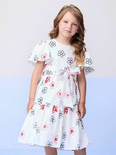 Vestido off bordado floral
