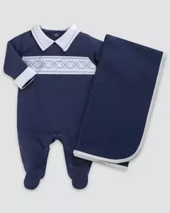 Saída de maternidade com macacão longo e manta em suedine 100% algodão na internet
