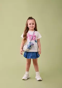 Shorts saia jeans com pregas - Tindolelê