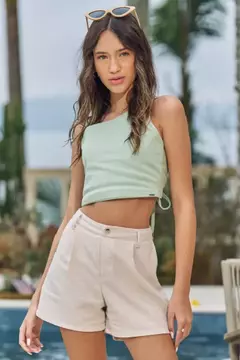 Top Cropped em Sarja com Elastano