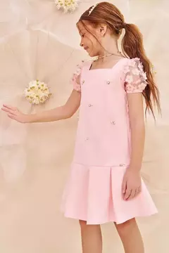 Vestido em Super Cetim e Tule Bordado - comprar online